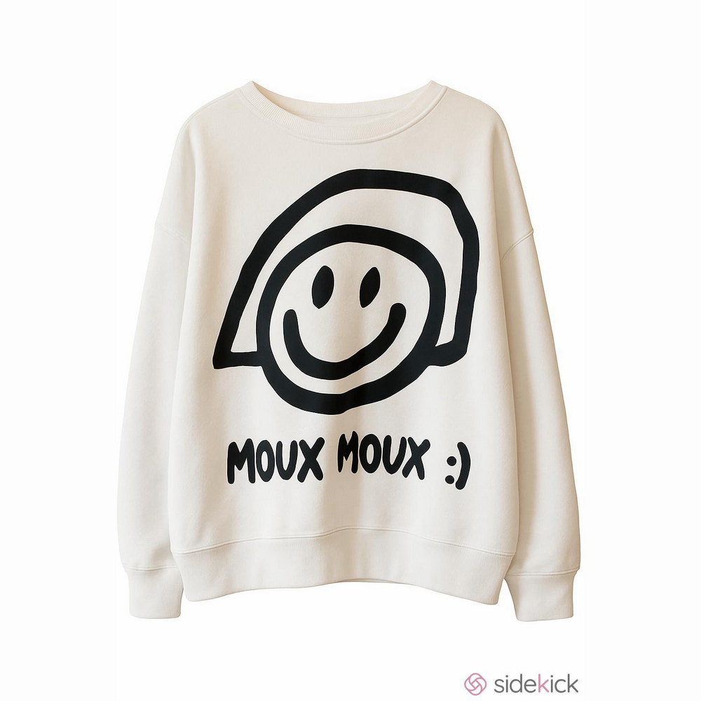 K2K smile oversized women’s  white/ black Sweat Shirt by Yesno. Grunge/street